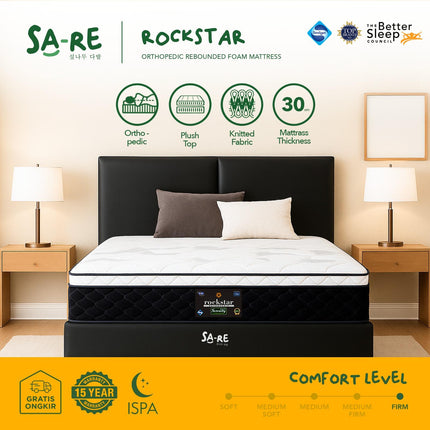 ELITE SERENITY - SET ROCKSTAR Kasur Busa Orthopedic Rebounded Foam Plush Top Kain Knitting