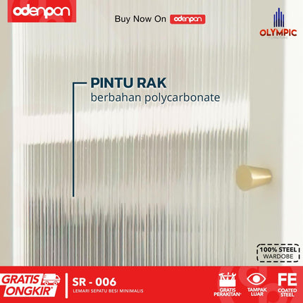 OLYMSTEEL - SR 006 Lemari / Rak Sepatu Besi 3 & 4 Pintu Dengan Kaca