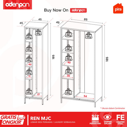 PIRA - REN MJC Lemari Besi Rak Perkakas Laundry Serbaguna Minimalis 1 & 2 Pintu