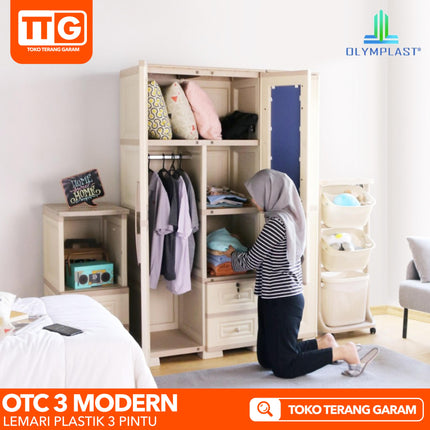 OLYMPLAST - OTC 3PL MODERN Lemari Pakaian Plastik 3 Pintu