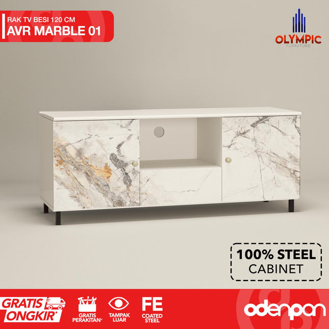 OLYMSTEEL - AVR 1L Meja TV / Rak TV / Bufet TV Besi Dengan Laci 120 cm