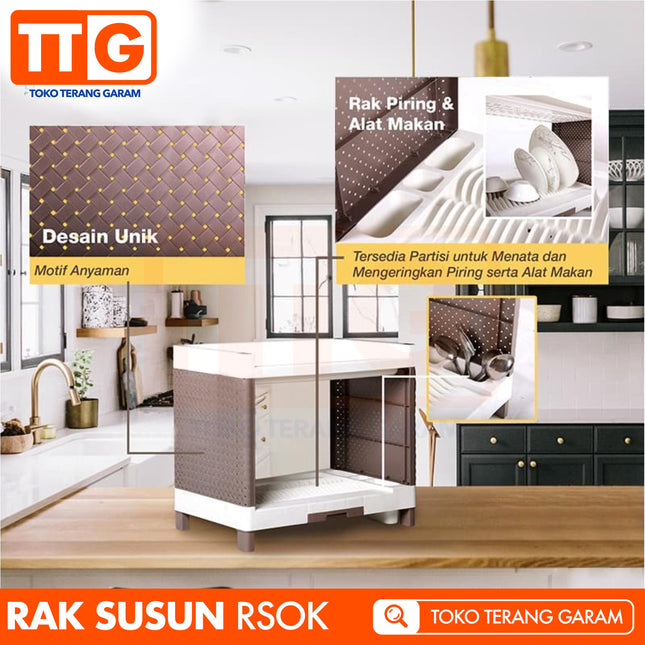 OLYMPLAST - RSOK 03 Rak Piring Plastik Serbaguna Dapur 3 Susun