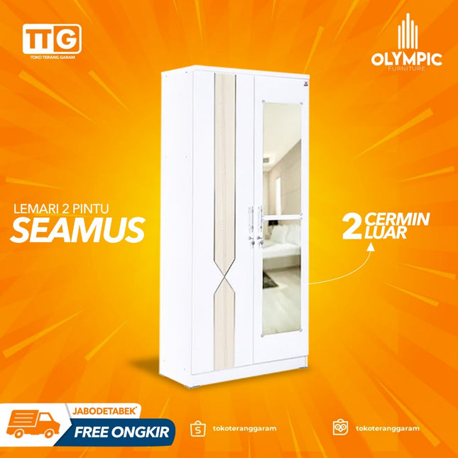 OLYMPIC - SEAMUS 2P Lemari Pakaian / Baju 2 Pintu Dengan Cermin