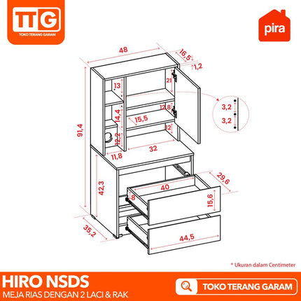 PIRA OX - HIRO NSDS Meja Rias Lesehan Dengan Rak