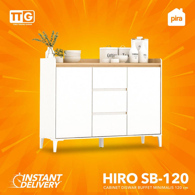 PIRA OX - HIRO SB120 Lemari Laci Cabinet Drawer Bufet Minimalis 2 Pintu 3 Laci Susun 120 cm