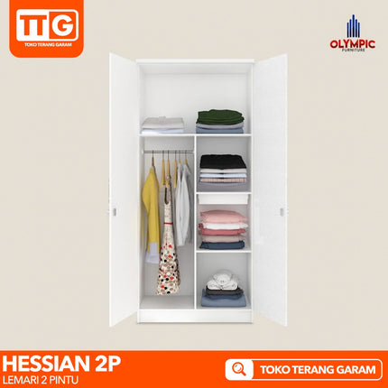 OLYMPIC - HESSIAN 2P Lemari Pakaian / Baju 2 Pintu Dengan Cermin