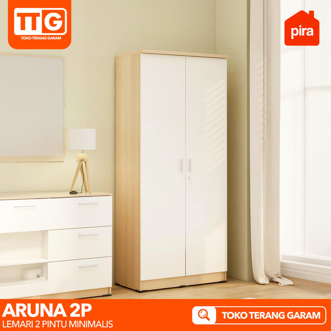 PIRA OX - ARUNA 2P Lemari Pakaian / Baju 2 Pintu Minimalis 2 Gantungan