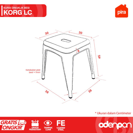 PIRA - KOR LC Kursi Bangku Stool Cafe Besi Import Outdoor