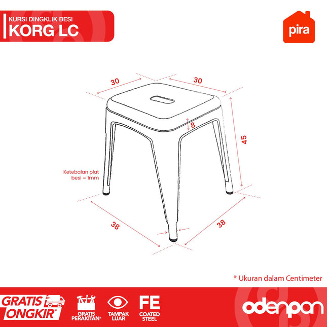 PIRA - KOR LC Kursi Bangku Stool Cafe Besi Import Outdoor