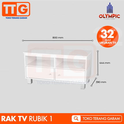 OLYMPIC - RTV RUBIK 1 Meja / Rak TV Dengan Pintu 80 cm