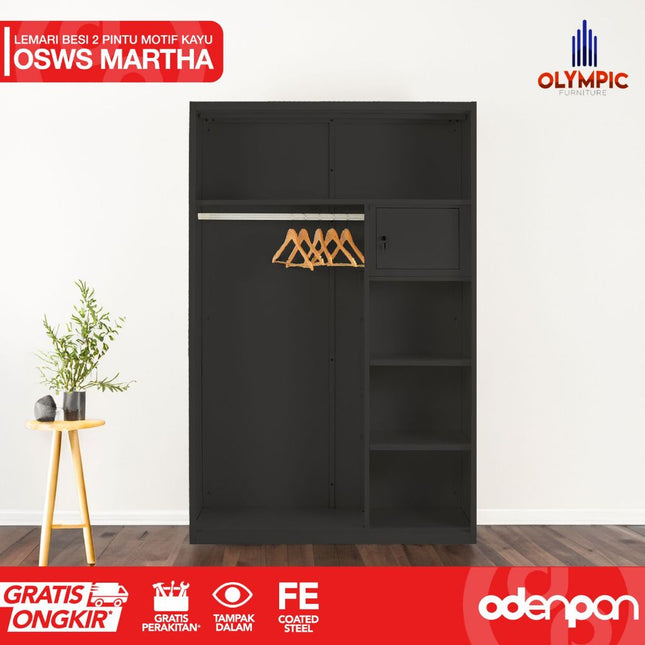 OLYMSTEEL - OSWS MARTHA Lemari Pakaian Baju 2 Pintu Besi Sliding