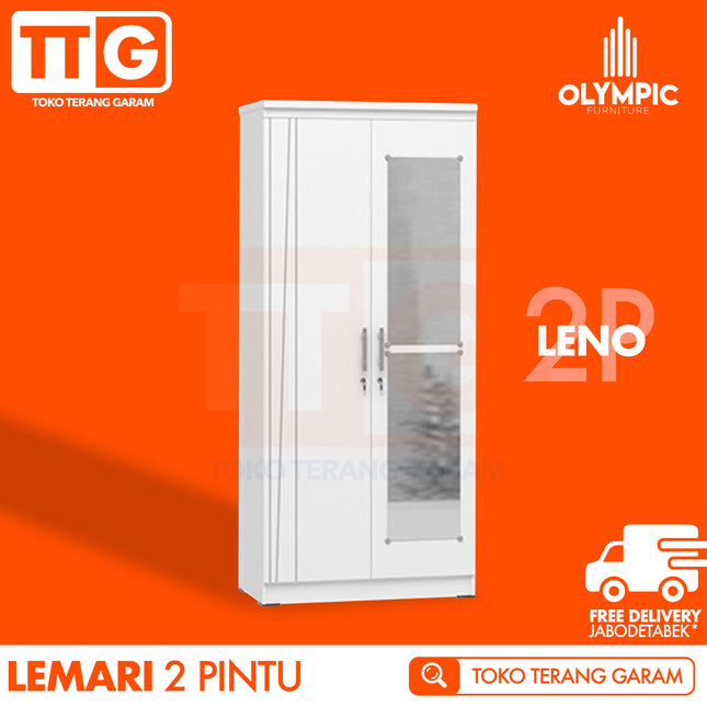 OLYMPIC - LENO 2P Lemari Pakaian / Baju 2 Pintu Dengan Cermin