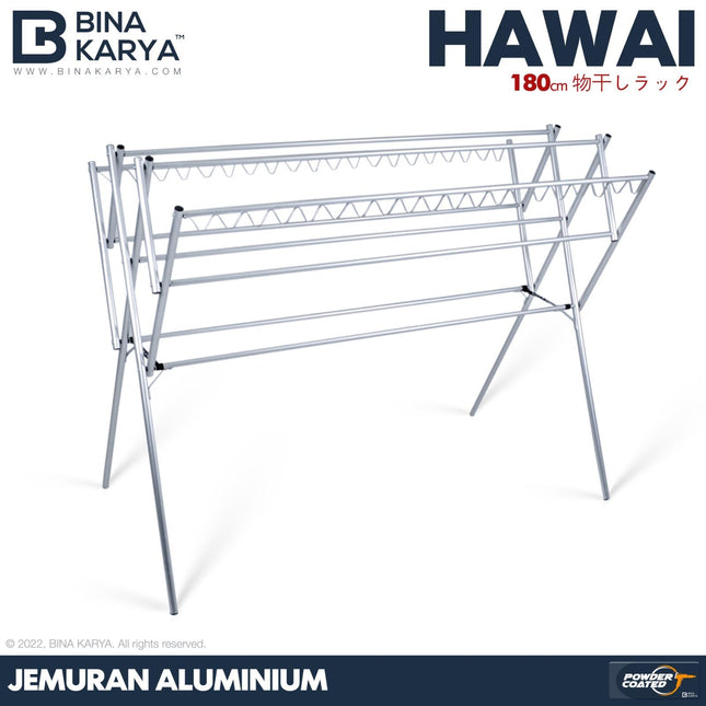 BINA KARYA - HAWAI Jemuran Aluminium 9 Palang Minimalis 180 cm