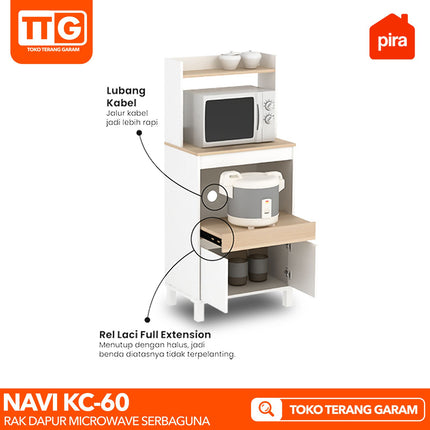 PIRA Rak Dapur Microwave & Rice Cooker Minimalis Serbaguna NAVI KC 60