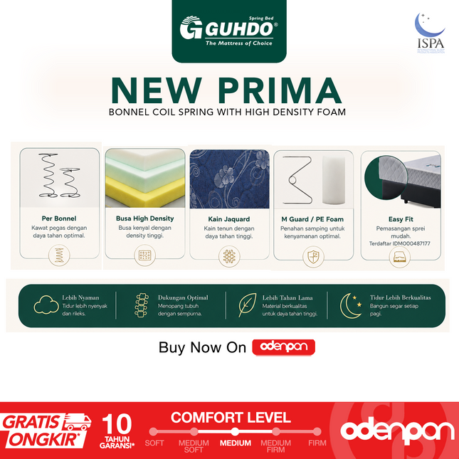 GUHDO - SET PROSPINE NEW PRIMA 25 Kasur Spring Bed 25 cm
