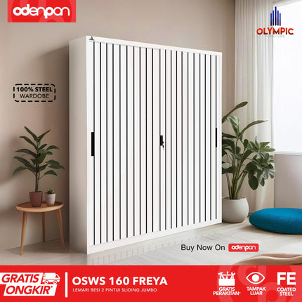 OLYMSTEEL - OSWS 160 Lemari Pakaian Baju 2 Pintu Besi Jumbo 160 cm