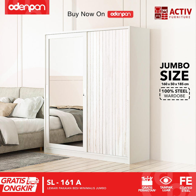 ACTIV FORTE - SL 161 A Lemari Pakaian / Baju 2 Pintu Besi Sliding Jumbo Pintu Sliding