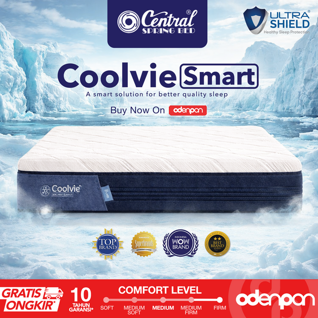 CENTRAL - SET COOLVIE SMART Kasur Spring Bed Cooling Feel Dengan Sense Latex & Foam Encasement