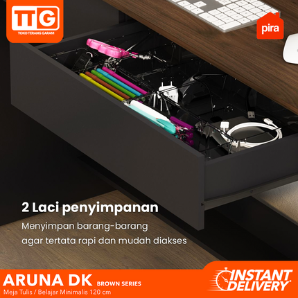 PIRA OX - ARUNA DK BROWN Meja Belajar / Kerja / Kantor Dengan Laci 120 cm