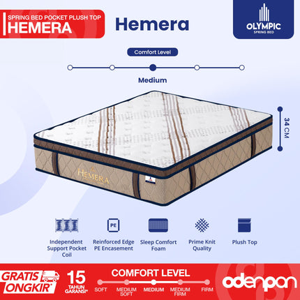 OLYMPIC - SET HEMERA Kasur Pocket Spring Bed Mattress Garansi Plush Top