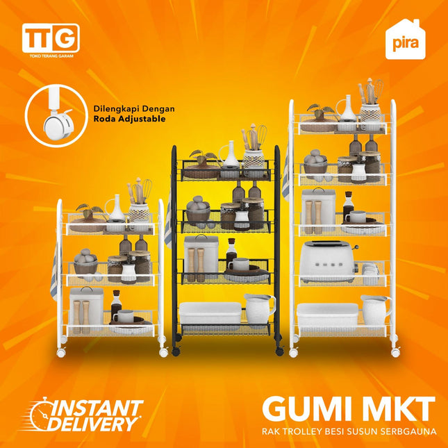 PIRA - GUMI MKT Rak / Trolley Besi 3 4 5 Susun Dengan Roda