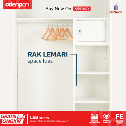BESTSTEEL - LSB POLA Lemari Pakaian Baju 2 Pintu Besi Sliding Minimalis