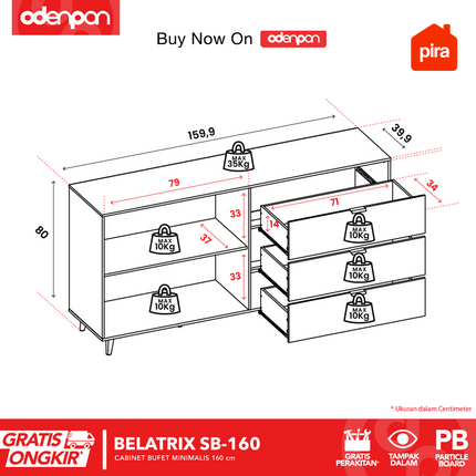 PIRA OX - BELATRIX SB 160 Buffet / Cabinet Scandinavia 160 cm