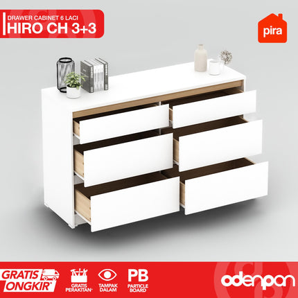 PIRA OX - HIRO CH 3+3 Lemari Laci Cabinet Drawer Bufet Minimalis 6 Susun