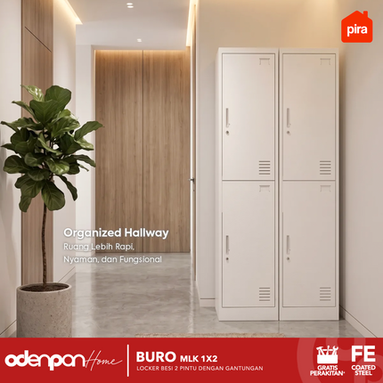PIRA WORKDESIGN - BURO MLK 1X2 Lemari Locker Besi Dengan 2 Pintu