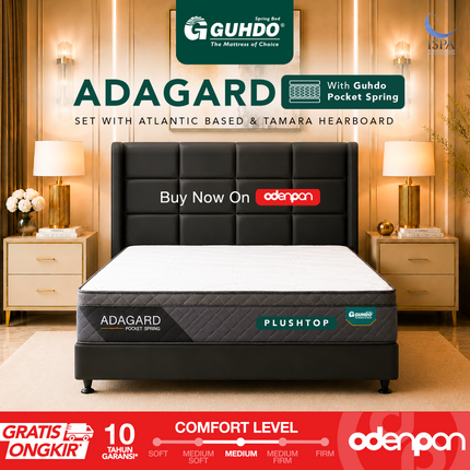GUHDO - SET ADAGARD PLUSH TOP Kasur Spring Bed Pocket Coil Dengan Plush Top