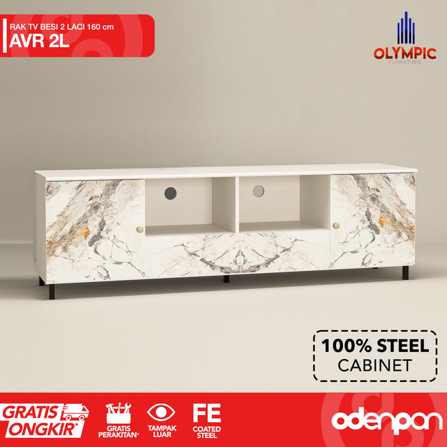 OLYMSTEEL - AVR 2L Meja TV / Rak TV / Bufet TV Besi Dengan 2 Laci 160 cm