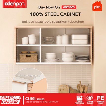 PIRA - CUISI MKCWU Kitchen Set Atas Besi Minimalis Motif Kayu