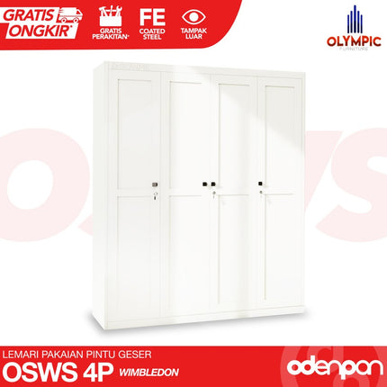 OLYMSTEEL - OSWS WIMBLEDON 4P Lemari Pakaian Baju 4 Pintu Swing Besi