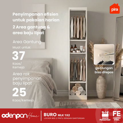 PIRA WORKDESIGN - BURO MLK 1X2 Lemari Locker Besi Dengan 2 Pintu