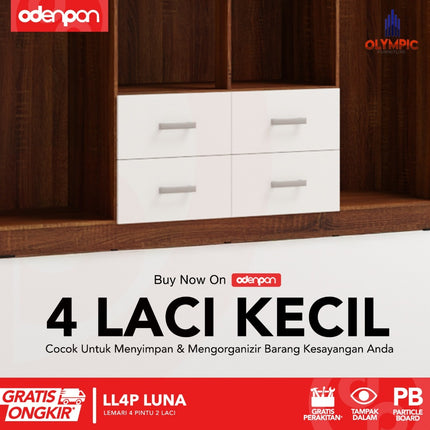 OLYMPIC G-STAR - LL4P LUNA Lemari Pakaian / Baju 4 Pintu 2 Laci