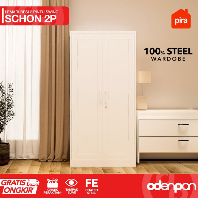PIRA - SCHON 2P Lemari Pakaian Baju 2 Pintu Besi Pintu Swing