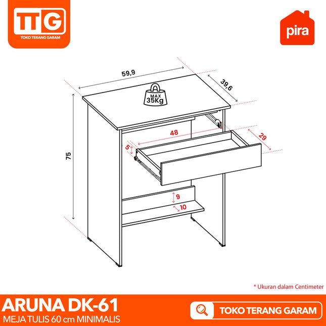 PIRA OX - ARUNA DK 61 Meja Belajar / Kerja / Kantor Dengan Laci 60 cm