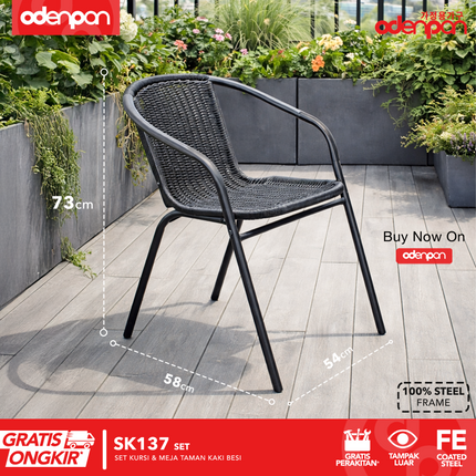 ODENPAN - SK 137 SET Kursi & Meja Taman Besi Outdoor Minimalis