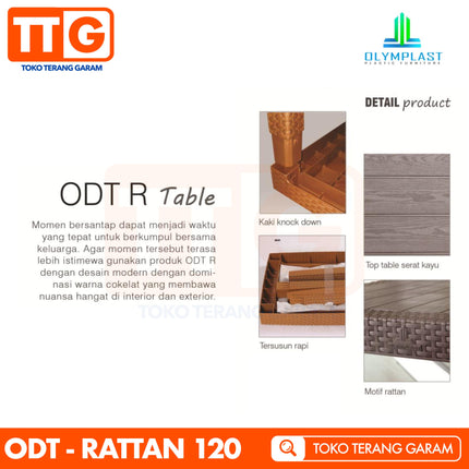 OLYMPLAST - ODT R Meja Plastik Rattan Minimalis 120 x 80 cm