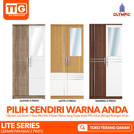 OLYMPIC - LITE SERIES Lemari Pakaian / Baju 2 Pintu Dengan Cermin