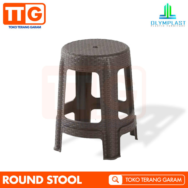 OLYMPLAST - ROUND STOOL Kursi Baso Plastik Rattan Bulat