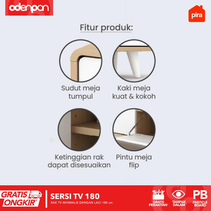 PIRA OX - SERSI TV180 Meja Rak TV Dengan Kaki 180 cm