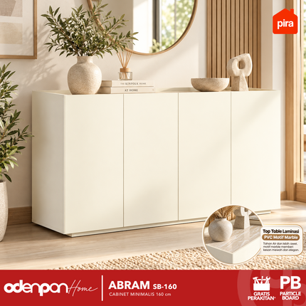 PIRA OX - ABRAM SB 160 Cabinet Drawer Bufet Minimalis 4 Pintu Motif Marble 160 cm