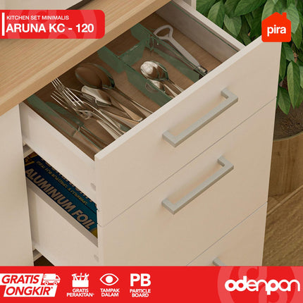 PIRA OX - ARUNA KC 120 Lemari Sayur / Rak Dapur / Kitchen Set Dengan Kaca 120 cm