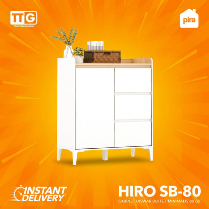 PIRA OX - HIRO SB80 Lemari Laci Cabinet Drawer Bufet Minimalis 1 Pintu 3 Laci Susun 80 cm