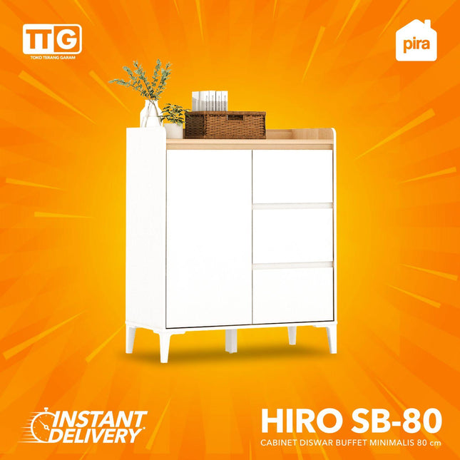 PIRA OX - HIRO SB80 Lemari Laci Cabinet Drawer Bufet Minimalis 1 Pintu 3 Laci Susun 80 cm