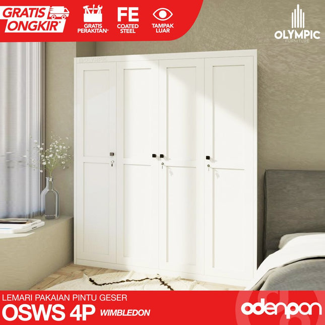 OLYMSTEEL - OSWS WIMBLEDON 4P Lemari Pakaian Baju 4 Pintu Swing Besi