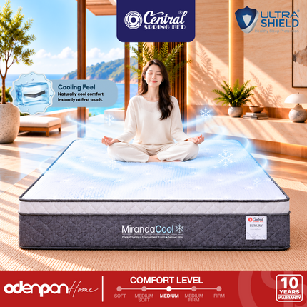 CENTRAL - MIRANDA COOL Kasur Pocket Spring Bed Plush Top Cooling Feel Dengan Sense Latex & Foam Encasement