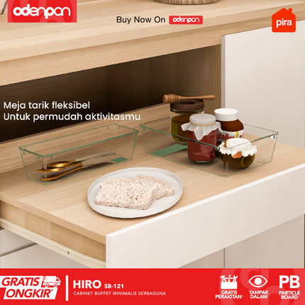 PIRA OX - HIRO SB121 Lemari Laci Cabinet Drawer Bufet Minimalis 4 Pintu 1 Laci 120 cm