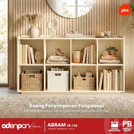 PIRA OX - ABRAM SB 160 Cabinet Drawer Bufet Minimalis 4 Pintu Motif Marble 160 cm